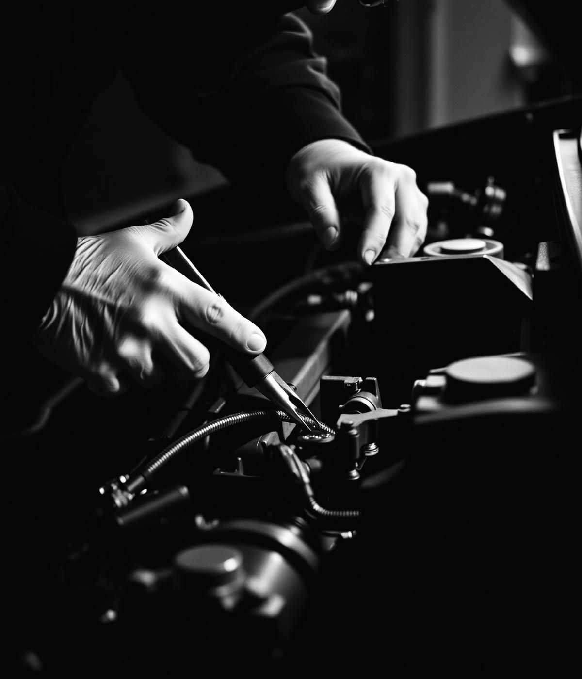 Mechanic working on a car engine